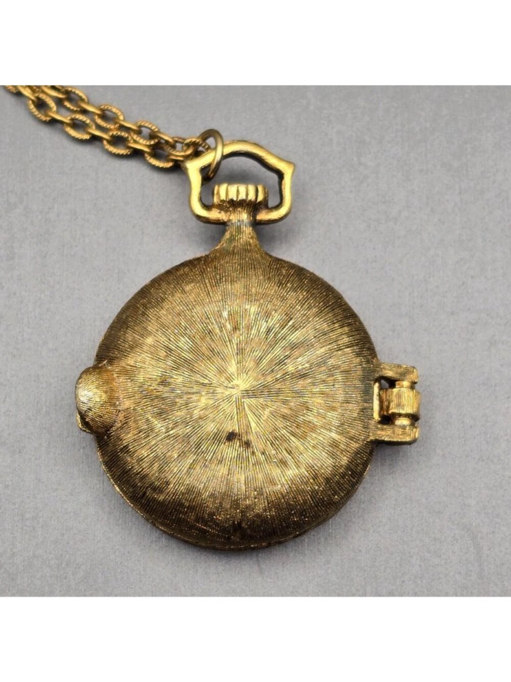 Vintage Mary Chess Perfume Locket Necklace 23" Gold Tone Amber Rhinestone 60s - Picture 5 of 12